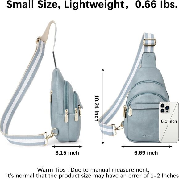 Small Sling Bag for Women Leather Crossbody Bags Fanny Pack Chest Bag for Travel - Picture 3 of 8